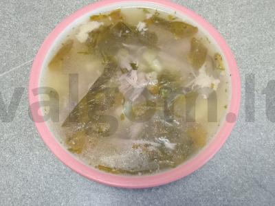 Žaliasis šaltibarščiai su šaldytu rūgštynu ant ančių sultinio Žingsnis 6