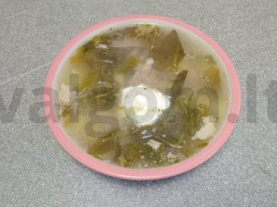 Žaliasis šaltibarščiai su šaldytu rūgštynu ant ančių sultinio pagrindine nuotrauka