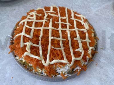 Silkė po šubėmis iš daržovių ir kiaušinių Žingsnis 8