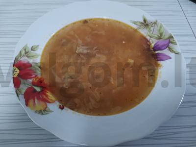 Šči su jauna kopūstų ir česnaku pagrindine nuotrauka