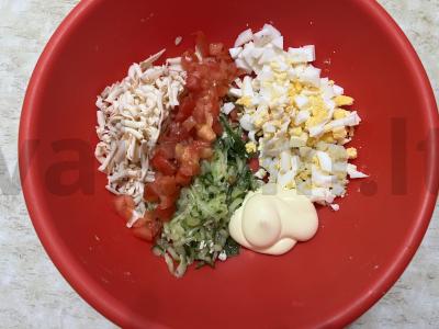 Sotūs salotas su dešrainių sūriu ir svanų druska Žingsnis 11