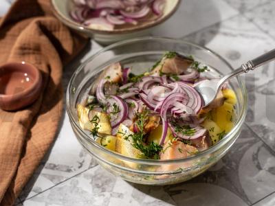 Bulvių salotos su skumbrija Žingsnis 8