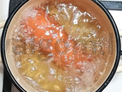 Sumaišyta užtepėlė su žuvimi, morkomis ir kiaušiniu Žingsnis 2