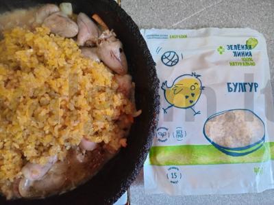 Bulguras su vištienos širdelėmis ir česnaku Žingsnis 5