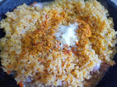 Bulguras su vištienos širdelėmis ir česnaku Žingsnis 6