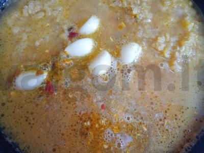 Bulguras su vištienos širdelėmis ir česnaku Žingsnis 8