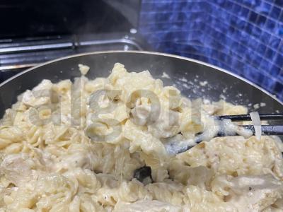 Makaronai su vištiena ir sūriu Žingsnis 10