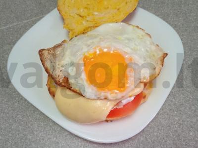 Sūrio bandelė su bekonu, kiaušiniu ir keptu sūriu Žingsnis 14