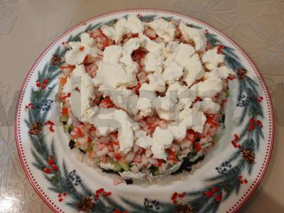 Sushi tortas su upėtakiu, avokadu ir varškės sūriu Žingsnis 12