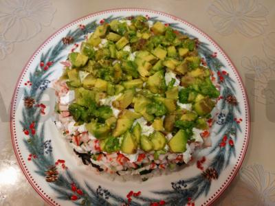 Sushi tortas su upėtakiu, avokadu ir varškės sūriu Žingsnis 14