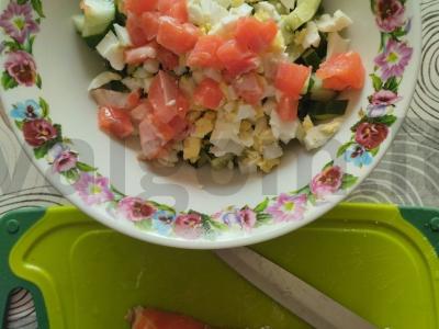 Žuvies salotos su sėlenomis ir žaliu svogūnu Žingsnis 5