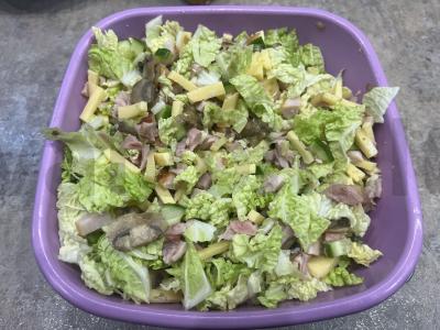 Salotas „Aštrus“ su rūkytomis vištienos krūtinėlėmis Žingsnis 9