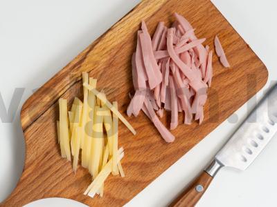 Šefų salotas su sūriu ir traškia šonine Žingsnis 3