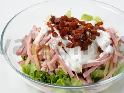 Šefų salotas su sūriu ir traškia šonine Žingsnis 7