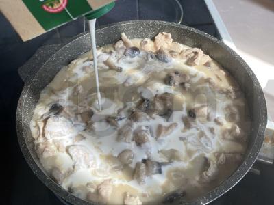 Grybai ir vištienos krūtinėlė grietinėlės padaže Žingsnis 7