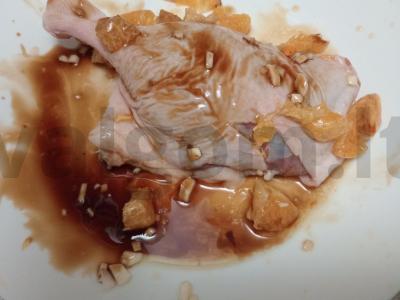 Keptas antis šlaunelė mandarinų marinate su žaliųjų pupelių ir batatų garnyru Žingsnis 2