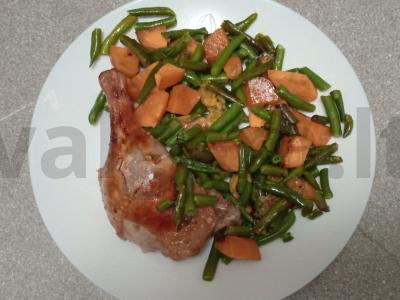 Keptas antis šlaunelė mandarinų marinate su žaliųjų pupelių ir batatų garnyru Žingsnis 5