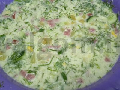 Okroška su vištiena ir rūkytomis dešromis ant beržo sulčių Žingsnis 9