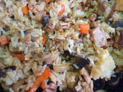 Ryžiai su antis krūtinėlė, pievagrybiais ir daržovėmis Žingsnis 11