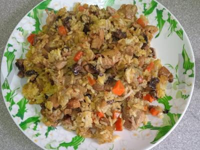 Ryžiai su antis krūtinėlė, pievagrybiais ir daržovėmis Žingsnis 12