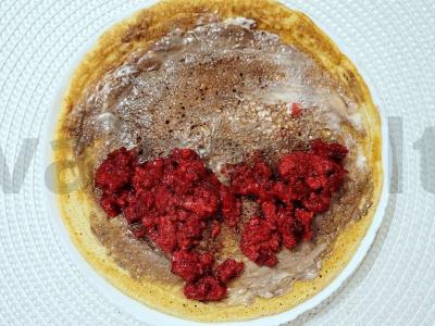 Kukurūzų blynai su šokolado pasta ir avietėmis Žingsnis 6