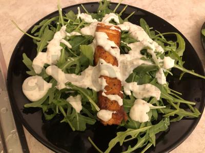 Lašiša su rukola ir graikiško jogurto padažu Žingsnis 3