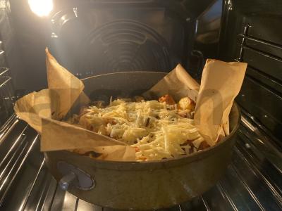 Kepta bulvė su kalakutiena po sūrio kepure Žingsnis 9