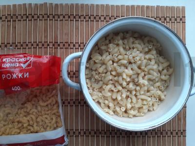 Makaronai-rageliai su snytė, pomidorų pasta ir svogūnu garnyrui Žingsnis 1