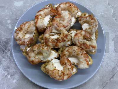 Užkandis „Tartaletės su kreminiu sūriu ir krevetėmis“ Žingsnis 3