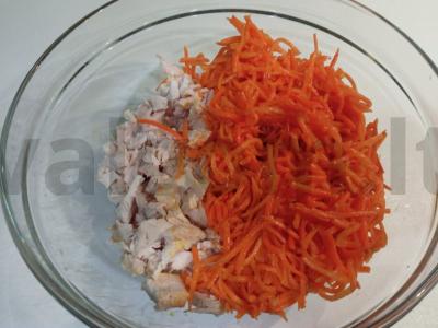 Virta vištienos ir korėjietiškų morkų salotos Žingsnis 2