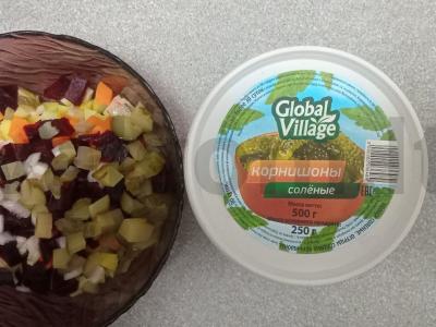 Vinegretas su marinuotais kornišonais ir silke Žingsnis 5