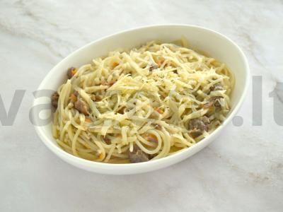 Spagečiai su troškiniu ir sūriu Žingsnis 6