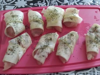 Kepti cukinijų ir kalakutienos ritinėliai Žingsnis 1