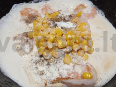 Spagečiai su krevetėmis ir kukurūzų grietinėlės padažu Žingsnis 6