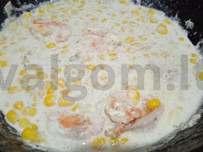 Spagečiai su krevetėmis ir kukurūzų grietinėlės padažu Žingsnis 7