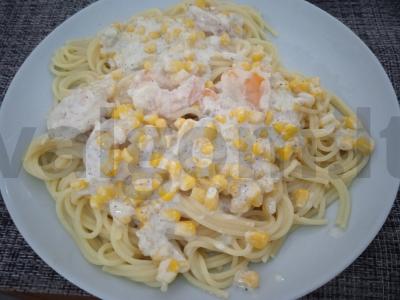 Spagečiai su krevetėmis ir kukurūzų grietinėlės padažu Žingsnis 9