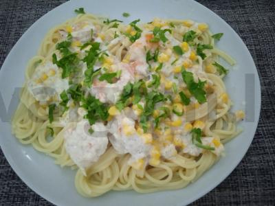 Spagečiai su krevetėmis ir kukurūzų grietinėlės padažu Žingsnis 10