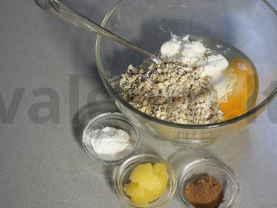 PP varškė su avižiniais dribsniais su bananų-obuolių padažu Žingsnis 2