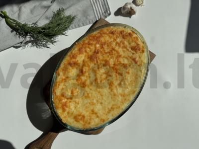 Bulvių apkepas su faršu ir pomidorų tyrė Žingsnis 7