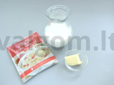 Greitai paruošiama avižinė košė mikrobangų krosnelėje Žingsnis 1