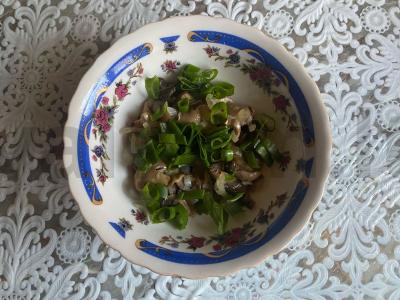 Vištiena pagal čaryšką su sūriu ir dviem svogūnų rūšimis Žingsnis 5