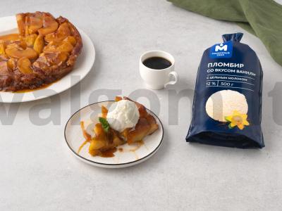 Tarte Tatin su karamelizuotais obuoliais ir vaniliniu ledais pagrindine nuotrauka