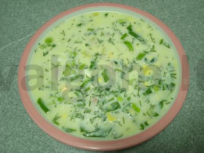 Okroška su pieno dešrelėmis ant beržo sulčių pagrindine nuotrauka