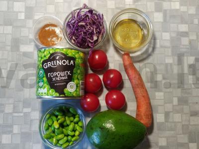 Azijietiško stiliaus salotos su žirneliais Žingsnis 1