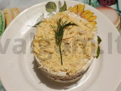 Salotas „Mimoza“ su sviestu Žingsnis 16