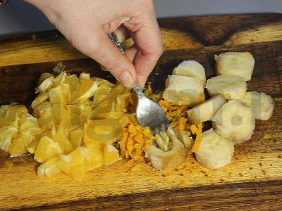 Varškės įdaras blynams su bananais ir apelsinais Žingsnis 2