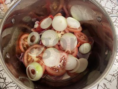 Kvapni hašlama su mėsa ir daržovėmis Žingsnis 3