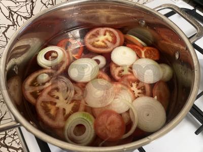 Kvapni hašlama su mėsa ir daržovėmis Žingsnis 4