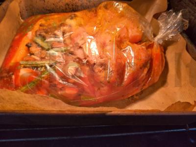 Pupelės su ryžiais, kalakutiena ir grybais daržovių sultyse Žingsnis 7