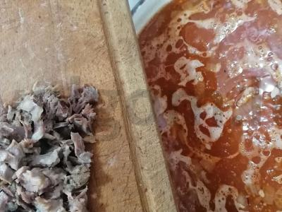 Harcho sriuba su kiauliena ant žąsų riebalų Žingsnis 5